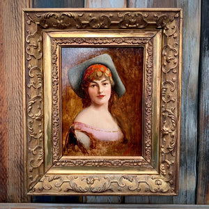 Portrait. " La Femme Gitane ". Huile sur panneau bois. Signé. Fin XIXe.