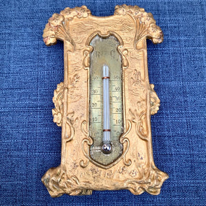 Thermomètre en bronze doré et laiton. Tube mercure. Art Nouveau.
