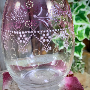 Petite bouteille flacon carafe en verre émaillé et dégradé de rose Legras Art Nouveau 1900