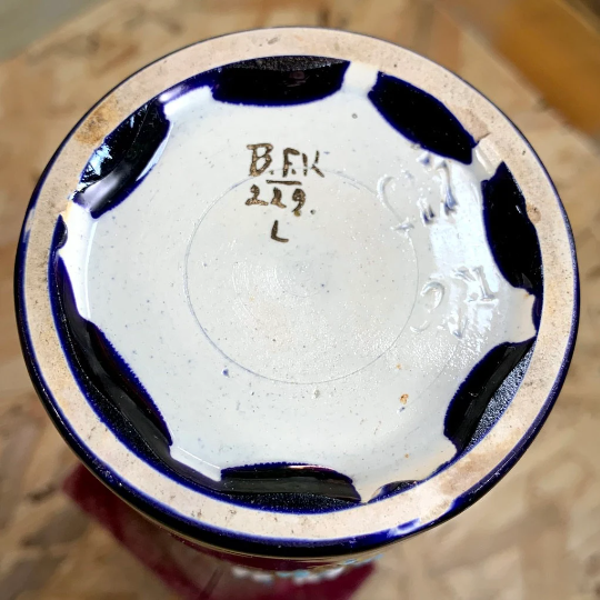 Vase rouleau émaillé Keramis BFK 229 céramique Art Nouveau.
