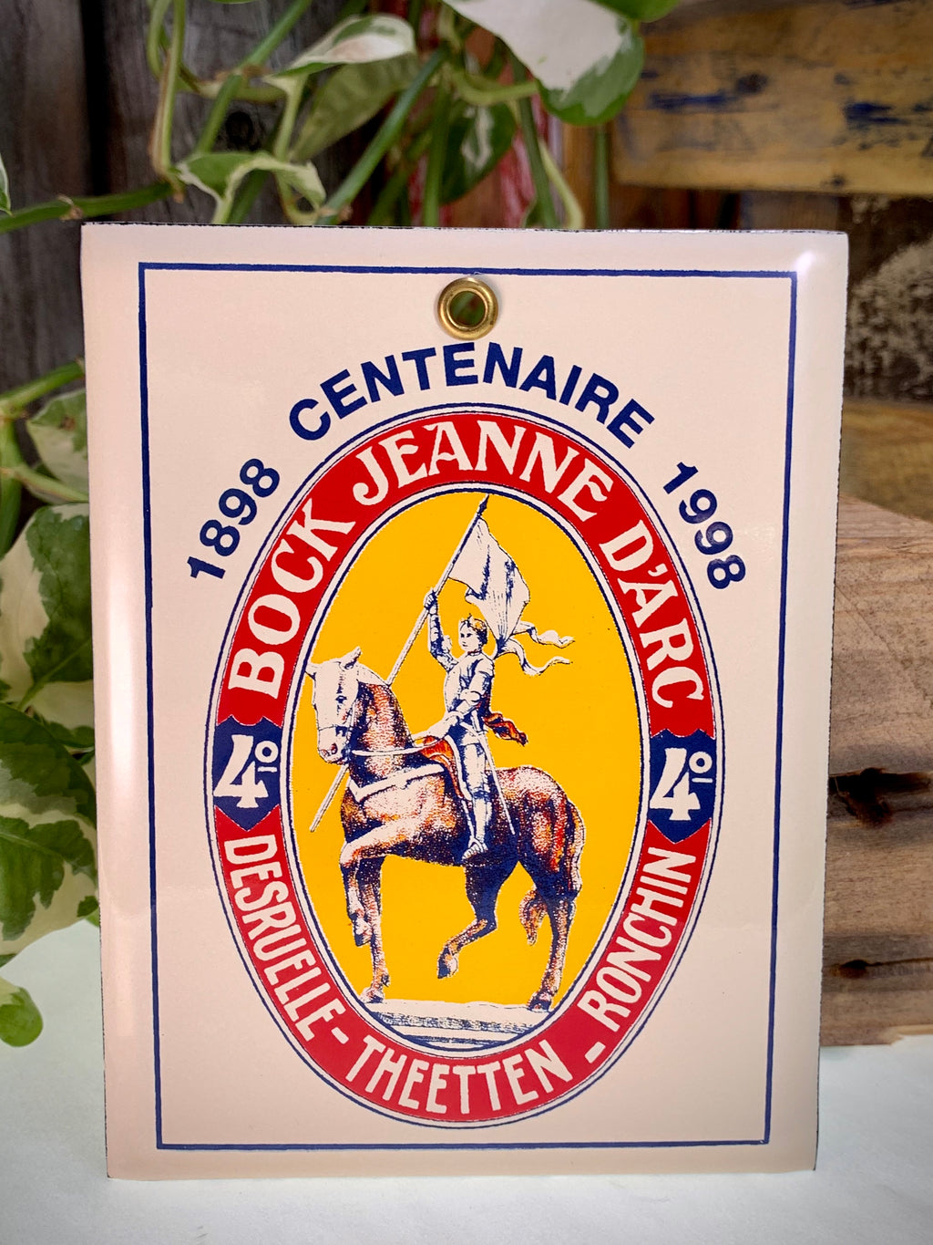 Plaque émaillée bière Jeanne d’Arc.