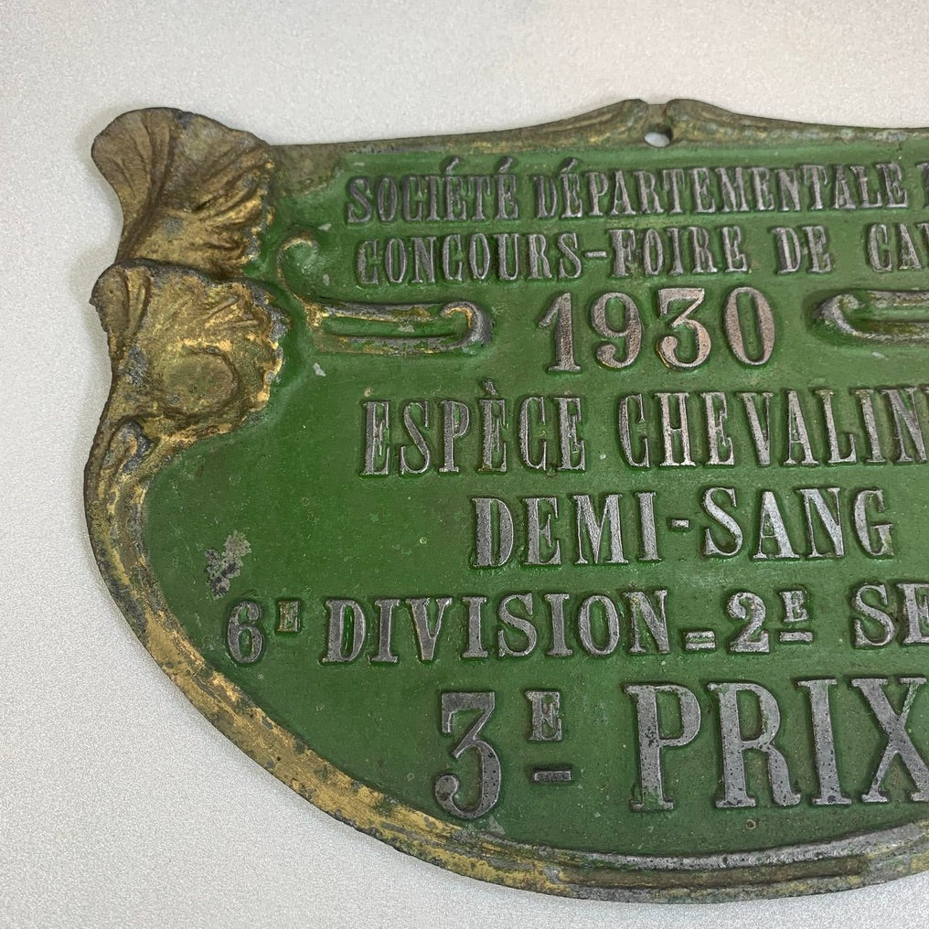 Jolie plaque concours foire de Caen, 1930. Prix espèce chevaline.