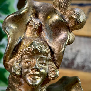 Buste d'élégante jeune femme en bronze d'Emile Brégeon époque 1900 Art Nouveau